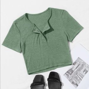 Olive green ribbed crop top